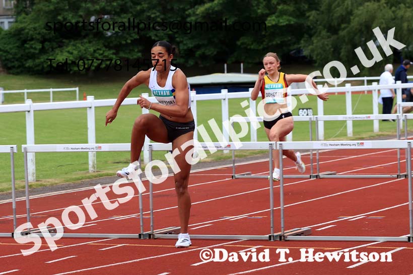 Womens Heptathlon 100 metres hurdles, 2024 EAP International Combined events, Hewcham, Northumberland.  Photo: David T. Hewitson/Sports for All Pics